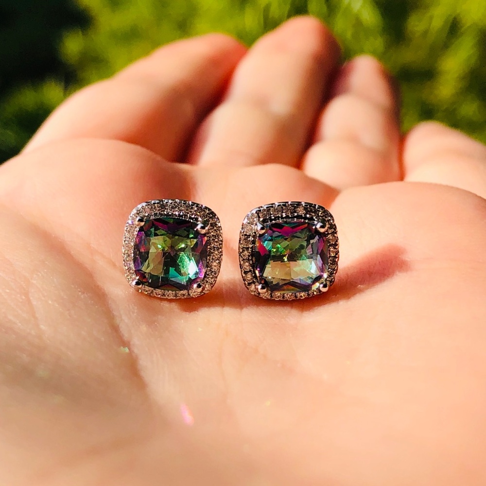 NWOT mystic topaz sterling silver earrings - Picture 4 of 8
